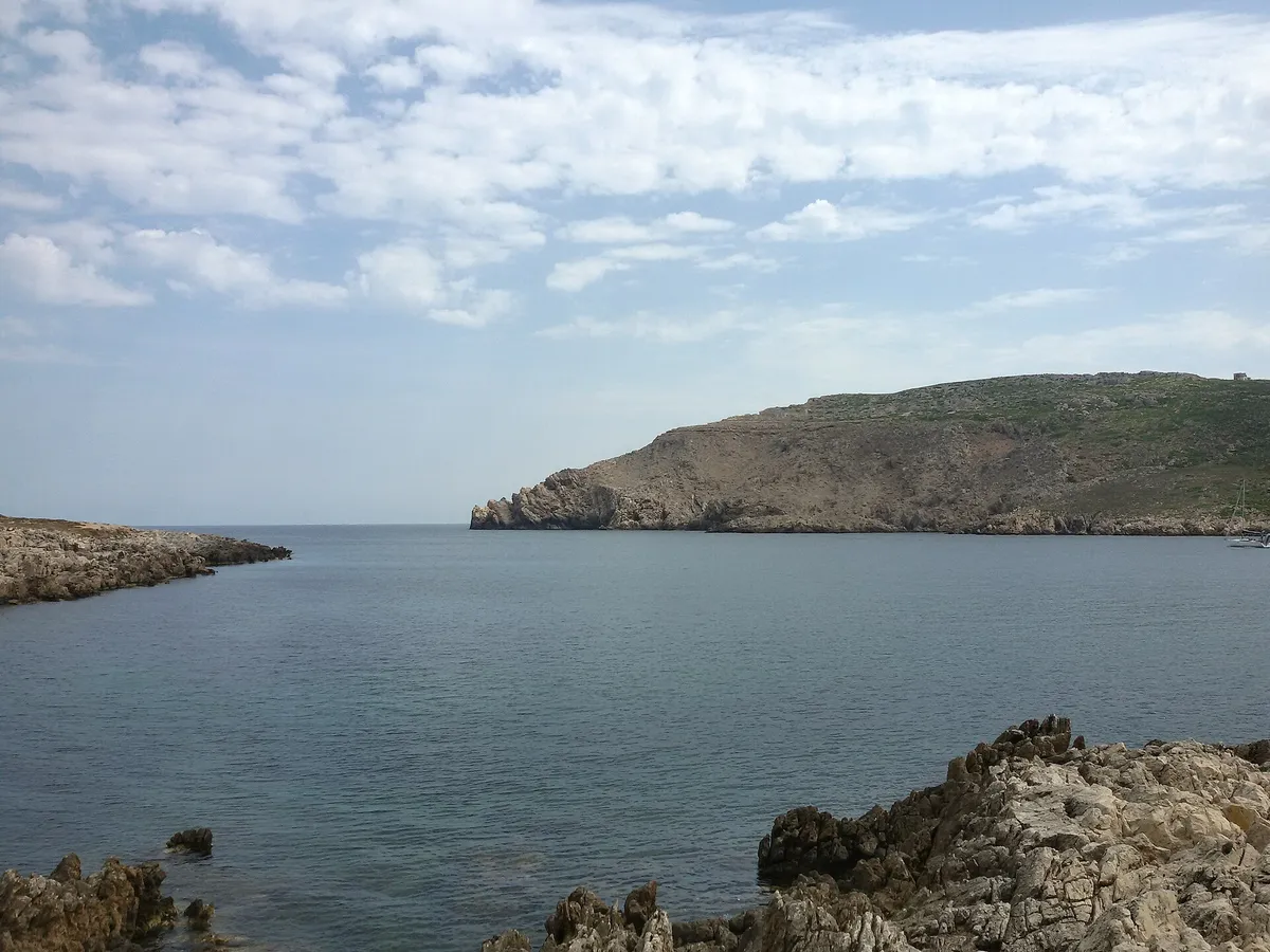 Entrance to the Bahia de Fornells on the north coast of Menorca, where sailing and snorkel boats run in the calmer months
