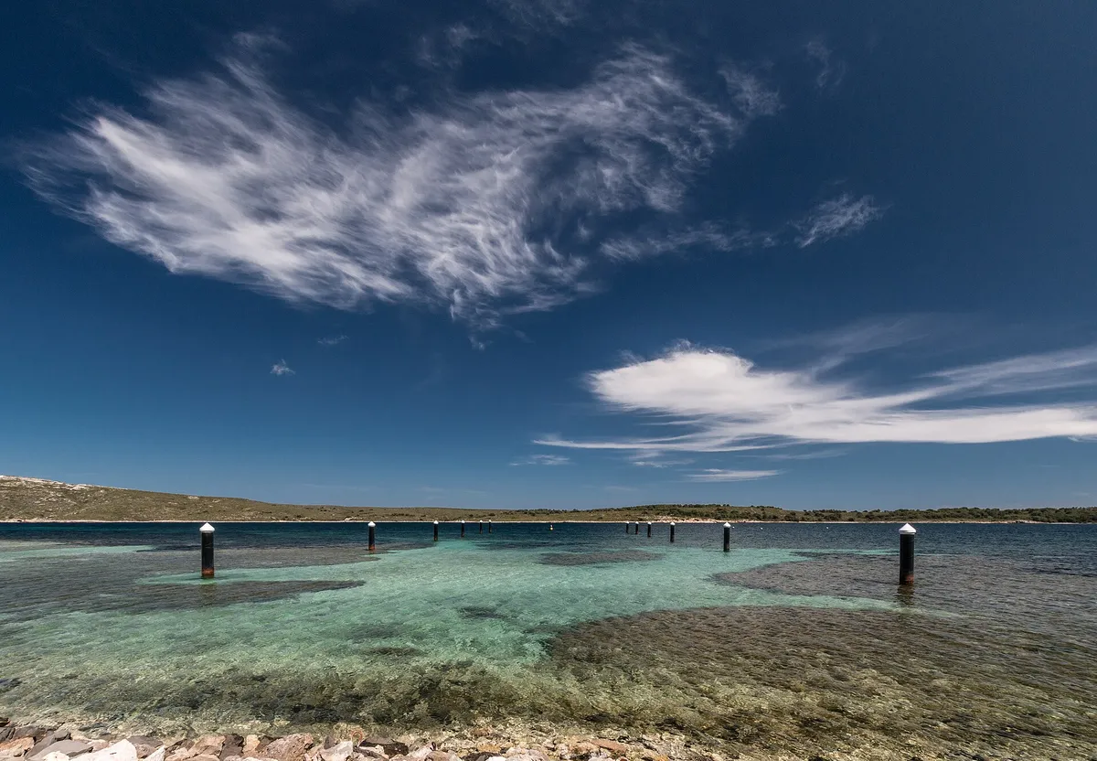 Fornells bay inside the Menorca marine reserve, the harbour that the reserve boat trips depart from